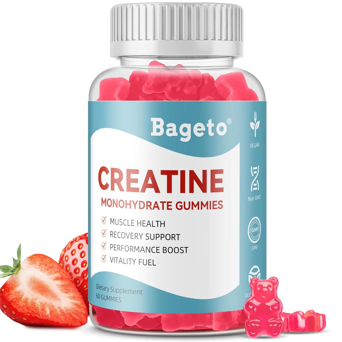 Creatine Monohydrate Gummies 5g for Men WomenSugar Free Creatine for Muscle Growth Recovery Faster Preworkout Gummies with CreatineVeganGluten-FreeStrawberry60 Count 2 Pack120Gummies