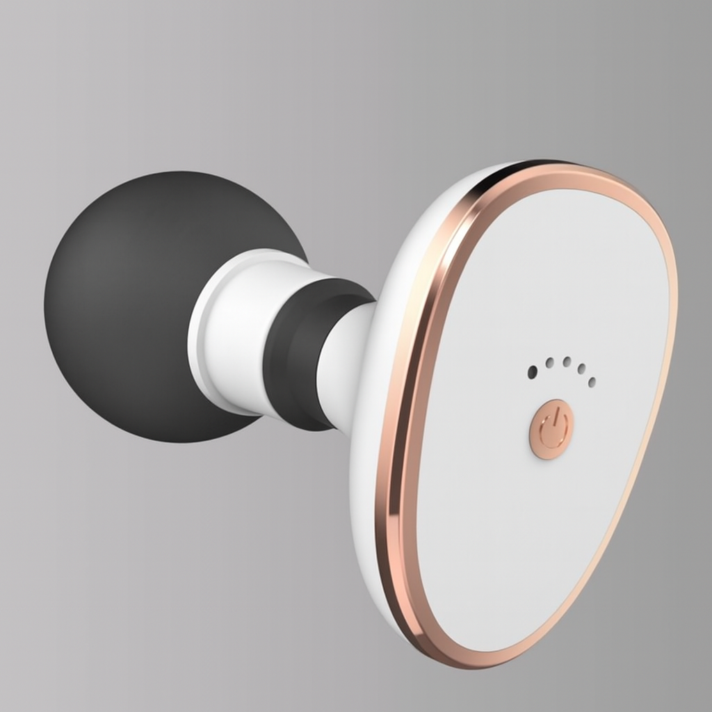 Portable wireless mini massager for muscle relief in black and white