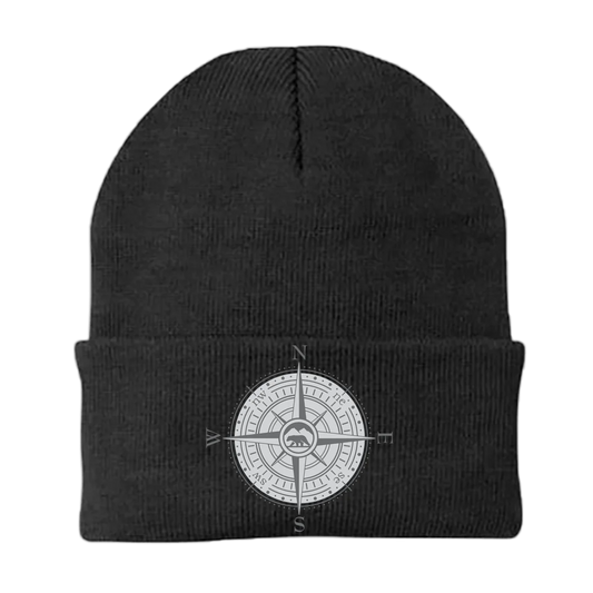Compass Camping Embroidered Beanie