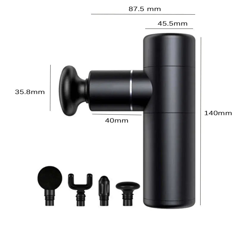 Black handheld device with measurement details on a white background