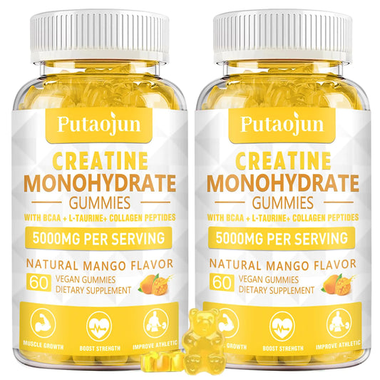 Creatine Monohydrate with Vitamins D3 & B12 | Sugar-free Hydrolyzed Collagen & Creatine gummies | Formulated to enhance Muscle Strength | Workout supplement suitable for men & women | 120 Count