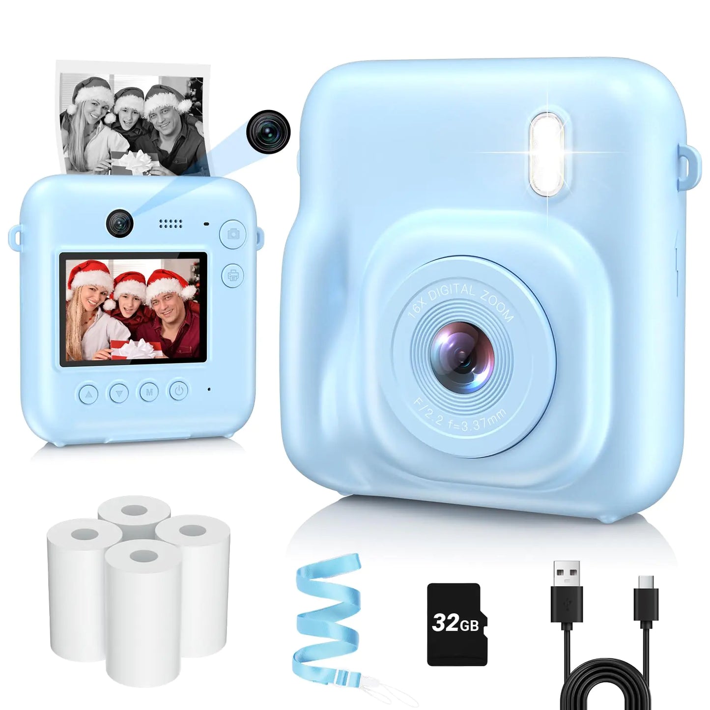 DualShot Kids 48MP Instant Print Camera-Blue