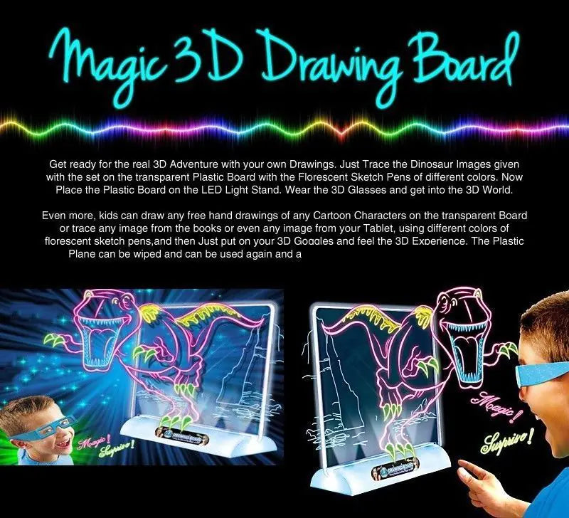 3D Flash Drawing Board - Multifunctional Color Toy