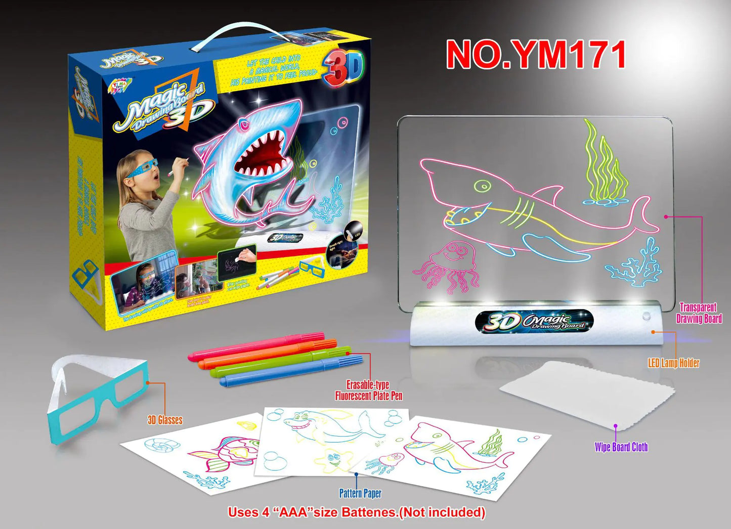 3D Flash Drawing Board - Multifunctional Color Toy